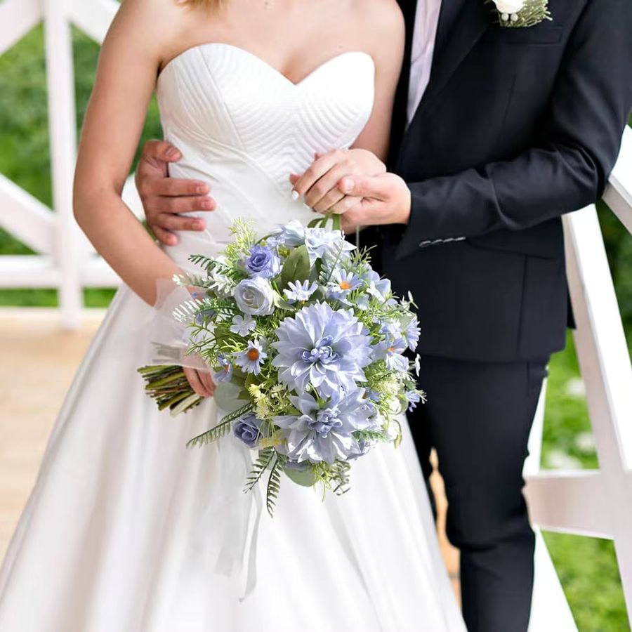 Künstliche Blumen Set von smr aus Seide in Multicolor für Hochzeit und Dekoration von Tisch, Garten oder Schlafzimmer mit Rosen, Dahlien und Hortensien - Bild 3