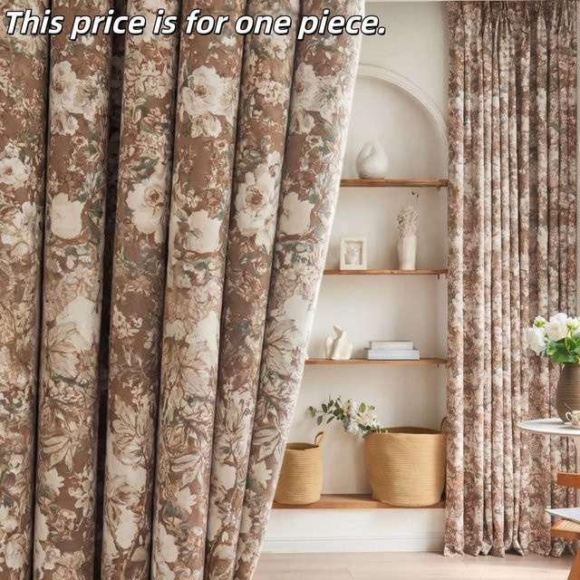 CENTURyMiG Vorhang im amerikanischen Landhausstil mit floralem Muster, Creme/Beige, blickdicht, Breite: 100 cm, Höhe: 200 cm - Bild 1