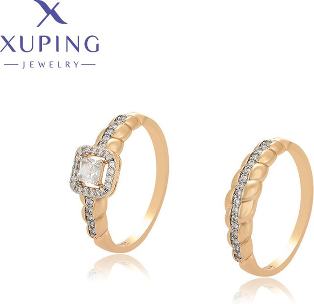 Xuping Ring Set, Gold Farbe, Zirkonia, Unisex - Bild 1