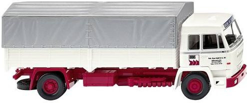 Wiking Modell LKW Büssing BS 16L Pritschen-Lkw Bruns H0 in Weiß, Anthrazitgrau, Rot und Silbergrau - Bild 1