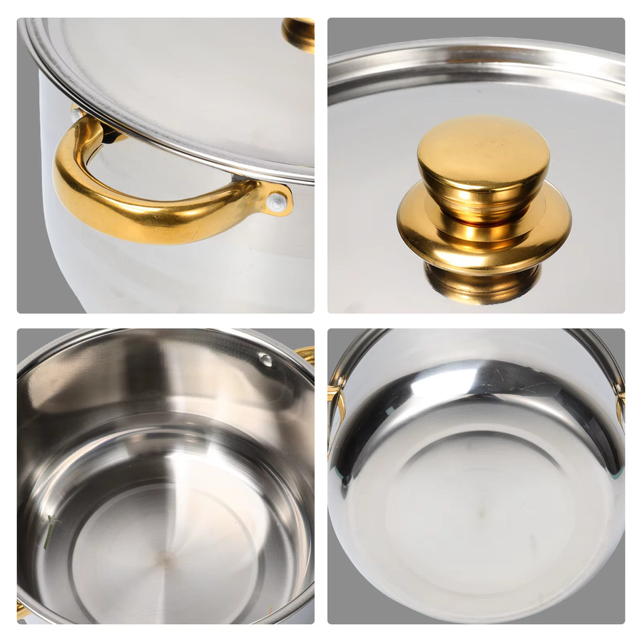 Vremota 10-teiliges Edelstahl-Kochgeschirr-Set in Gold mit Antihaftbeschichtung - Bild 6