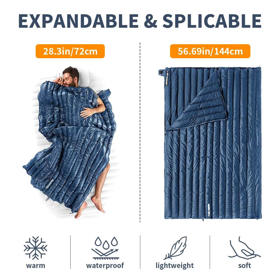 Naturehike Ultraleichter Entendaunen-Schlafsack CWM400 CW295 Blau für Erwachsene - Bild 3