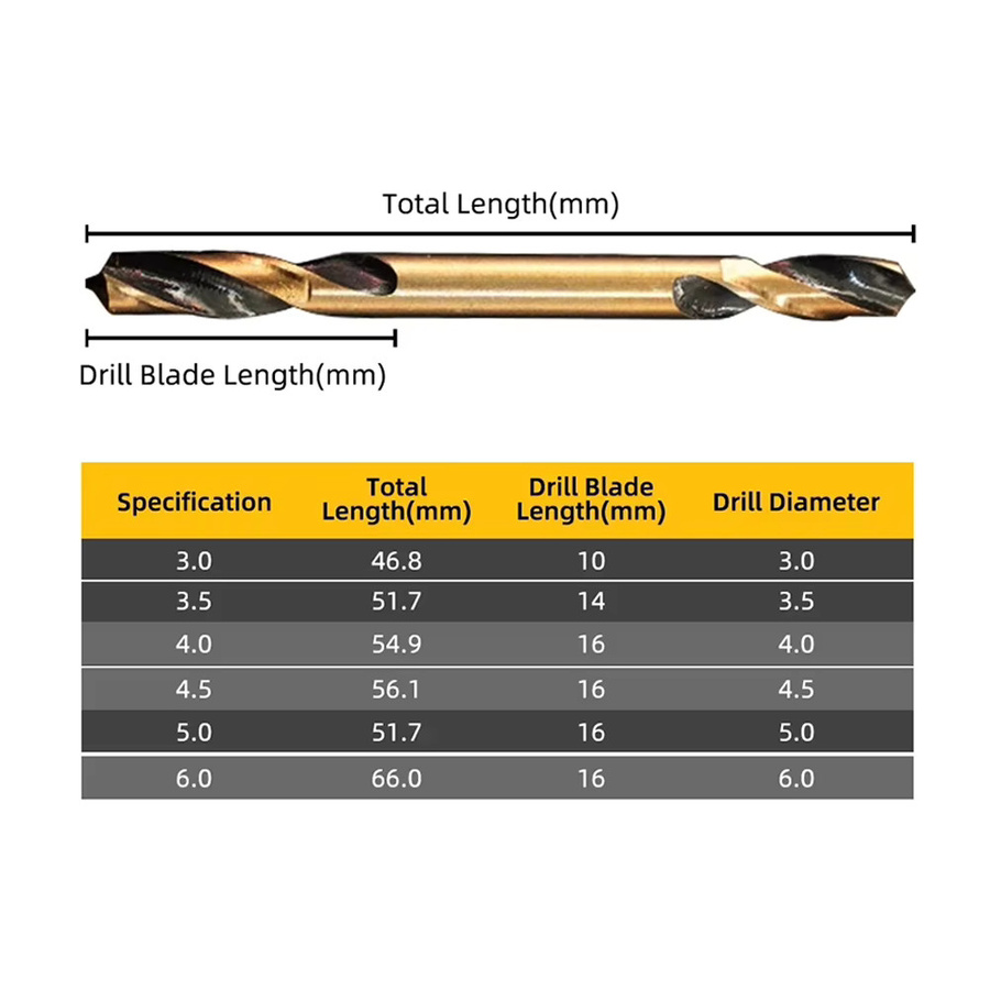 Vibratite 6er Set HSS Doppel-headed Auger Bohrer Bits für Holz, Kunststoff, Metall und Edelstahl, Durchmesser: 3 mm bis 6 mm - Bild 5