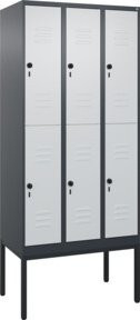 C+P Doppelstock-Spind Classic PLUS mit 3 Abteilen, Gestell, RAL 7035 Lichtgrau, H x B x T: 212 x 90 x 50 cm - Bild 1