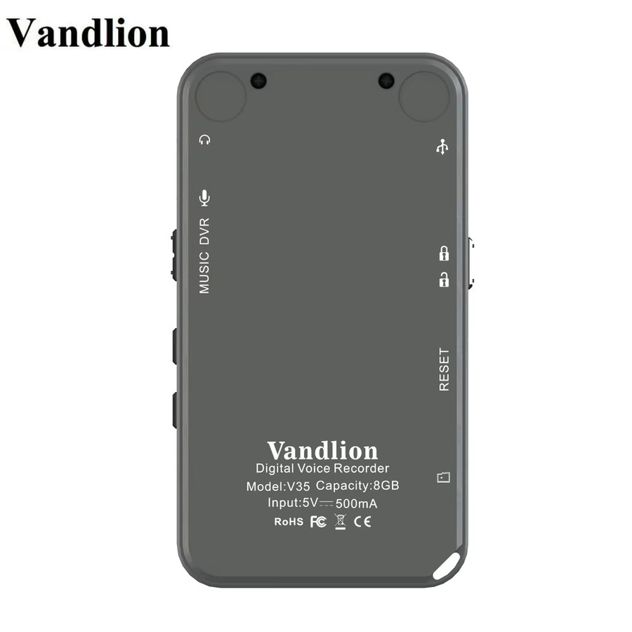 Vandlion v35 Professionelles Diktiergerät mit Sprachaktivierung, Digitaler Audio Recorder mit 16GB Speicher und MP3-Musik-Player, Schwarz - Bild 4