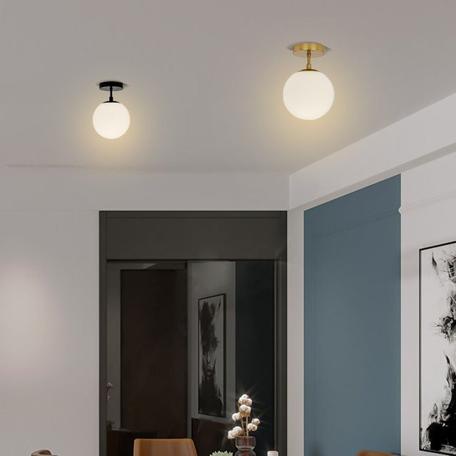 Moderne LED-Kugel-Deckenleuchte von OSABO in Weiß aus Glas und Metall für Flur und Balkon - Bild 1