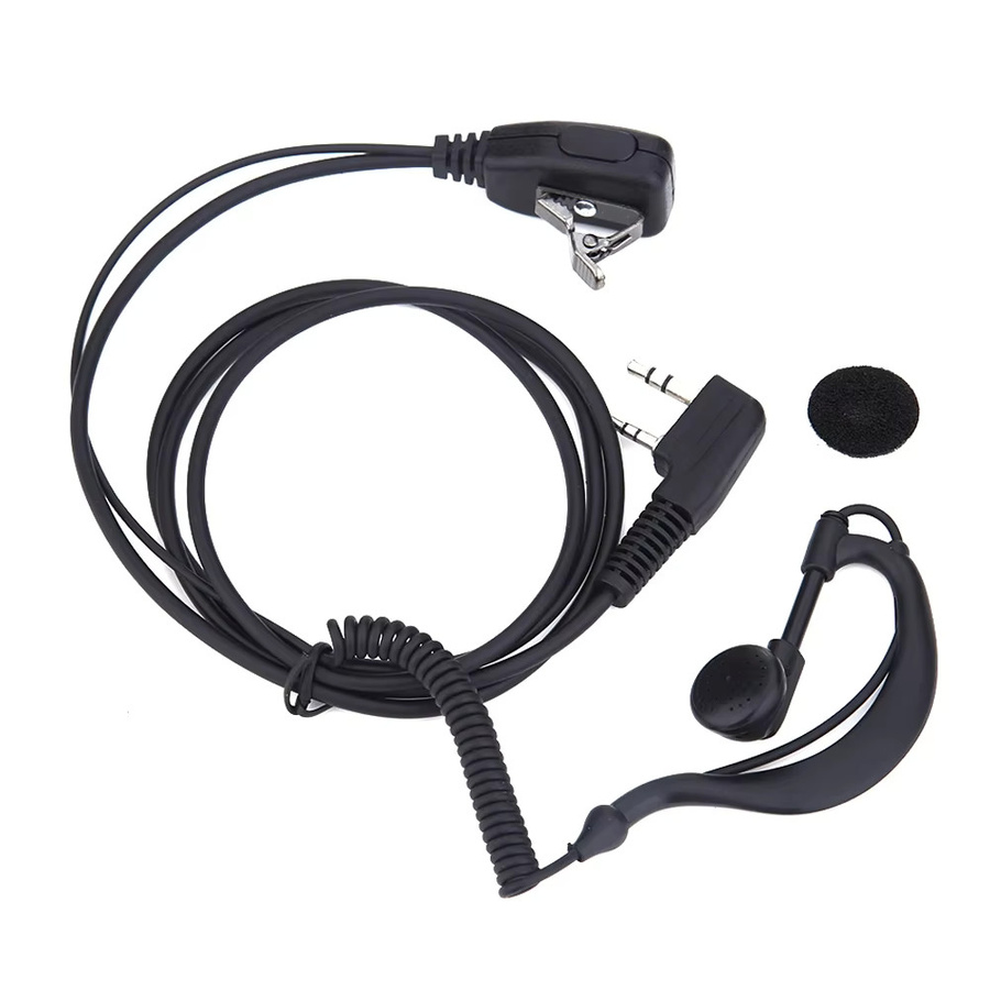 10er Pack ALLOYSEED 2-poliges In-Ear Headset mit PTT-Mikrofon und Ohrhaken für Walkie Talkies, Schwarz, Kabellänge: 1 m - Bild 6