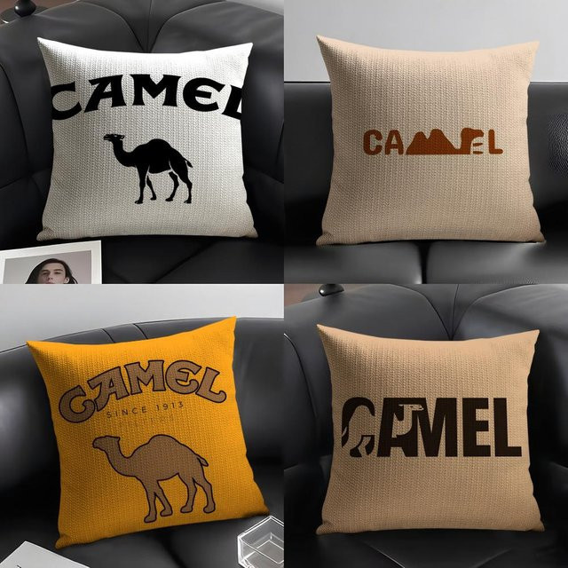C-Camel Kissenbezug aus Bio-Leinen in Weiß mit grafischem Tiermotiv, quadratisch, 30 x 30 cm - Bild 1