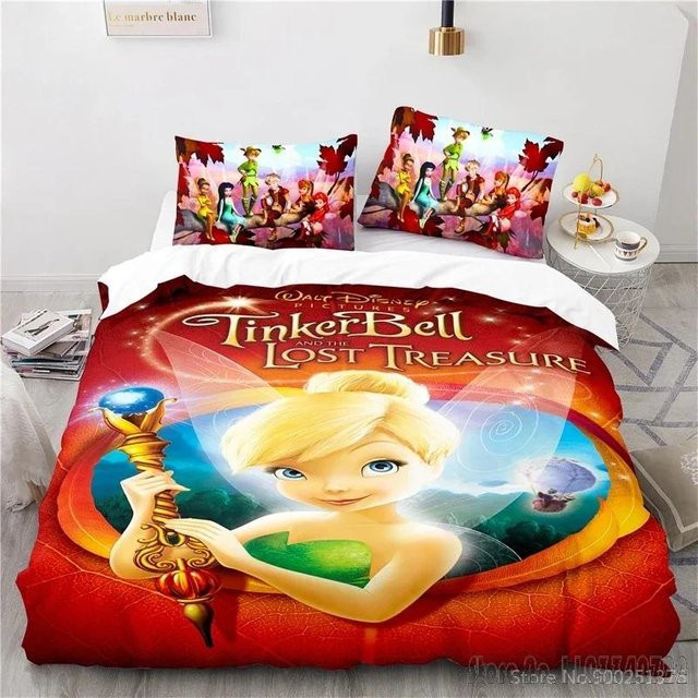 Tinker Bell Feen Bettwäsche-Set mit 3D-Druck für Kinder, Material Mikrofaser, B/H: 140 x 210 cm - Bild 1