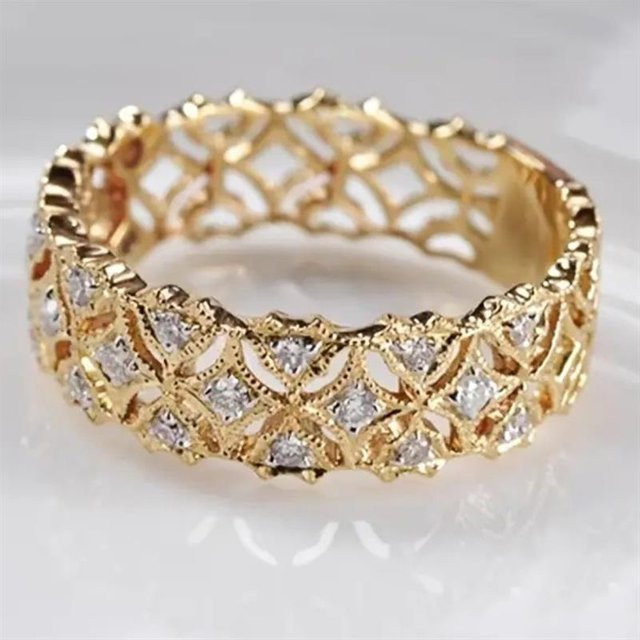 Huitan Damenring, Goldfarbe, Zirkonia - Bild 1