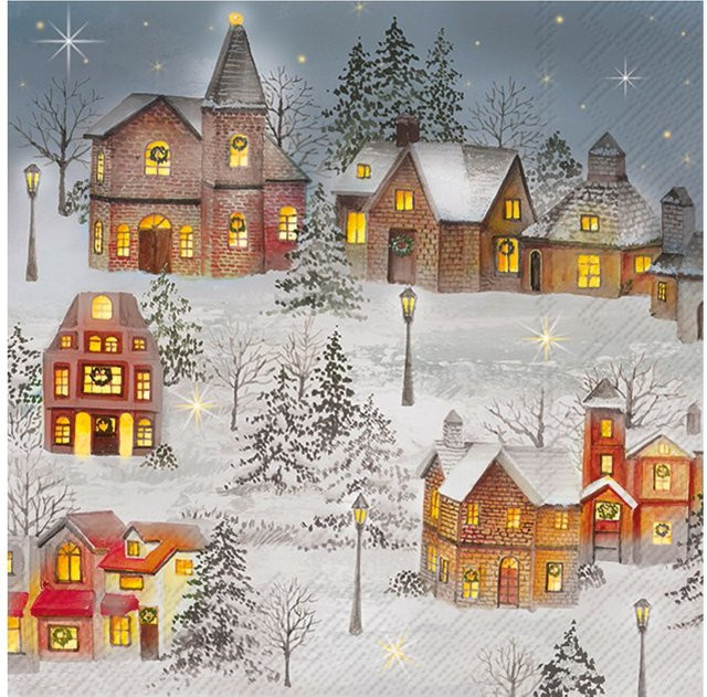 Serviette Feels Like Christmas mit Wintermotiv in Multicolor, Breite: 33,0 cm, Höhe: 33,0 cm - Bild 1