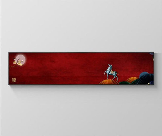 TPFLiving XXL Luxus Poster Leinwand Abstrakte Strukturen in Rot und Blau Breitbildformat ohne Rahmen B: 180 cm, H: 45 cm - Bild 1