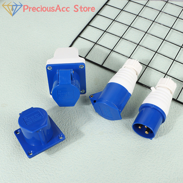 Industrieller wasserdichter Stecker und Buchse Set 220 V 16 A 3-polig IP44 Blau für Wohnwagen, Wohnmobil und Yacht - Bild 1