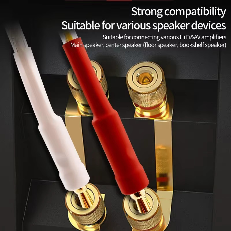YYAUDIO HIFI Versilbertes Lautsprecherkabel 6N OFC mit Y-Stecker und Bananensteckern für Hi-Fi-Systeme und Verstärker, Silber - Bild 5