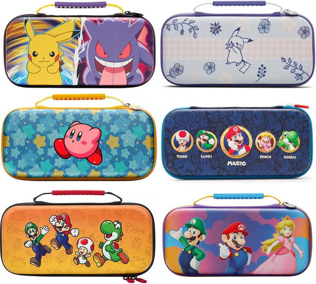 ARTSWIFT Nintendo Edition Tragetasche und Displayschutzfolie für Nintendo Switch in Multicolour mit Pokémon und Mario Motiven - Bild 1