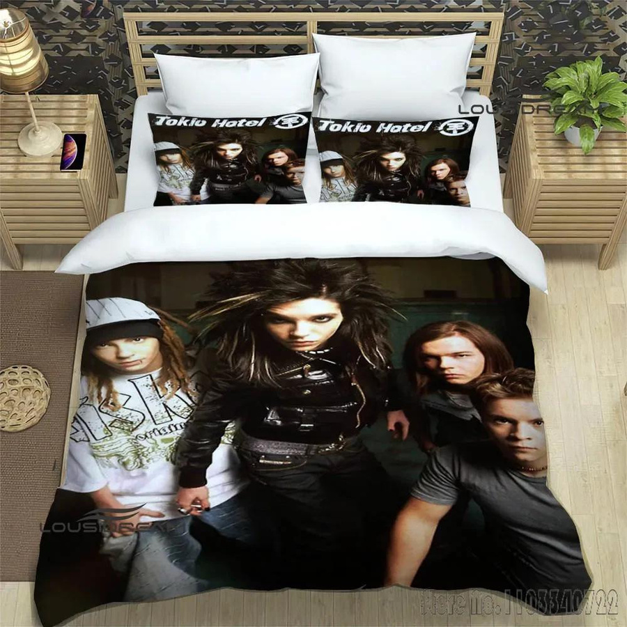 JMG Household Supplies Tokio Hotel Bettwäsche-Set aus Mikrofaser, Mehrfarbig, B/H: 140 x 210 cm - Bild 1