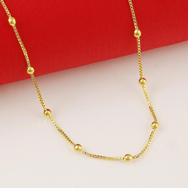 Wucifang Jewelry Halskette 24K Gold Vergoldung, Perlenkette, 45 cm, Damen - Bild 1