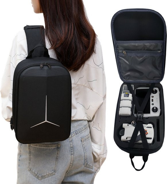 Tragetasche für DJI Mini 3 Pro und Mini 3 mit Schultergurt und Brusttasche für DJI RC/RC N2 Controller in Schwarz - Bild 1