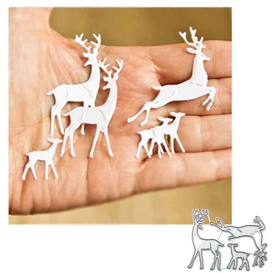 Metall Stanzformen für Scrapbooking und Bastelarbeiten mit Tier-Motiven wie Hirsch, Fledermaus, Igel und Frosch in Silber - Bild 2