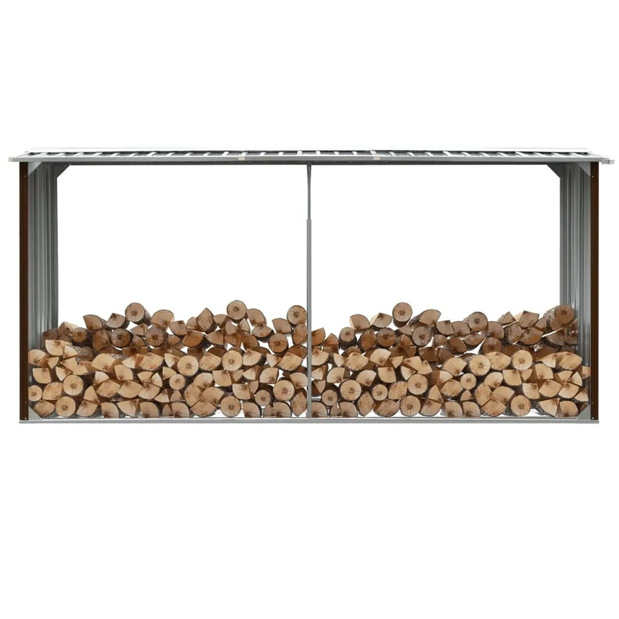 vidaXL Brennholzlager aus verzinktem Stahl in Braun, B/T/H: 330 x 92 x 153 cm - Bild 2