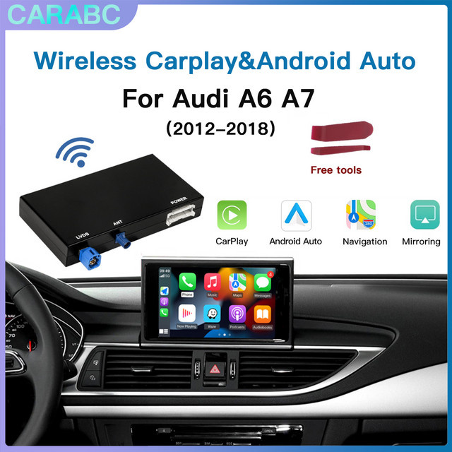 CARABC Wireless CarPlay und Android Auto Modul für Audi A6 A7 2012-2018 in Schwarz mit Bluetooth Audio und OEM Rückfahrkamera Unterstützung - Bild 1