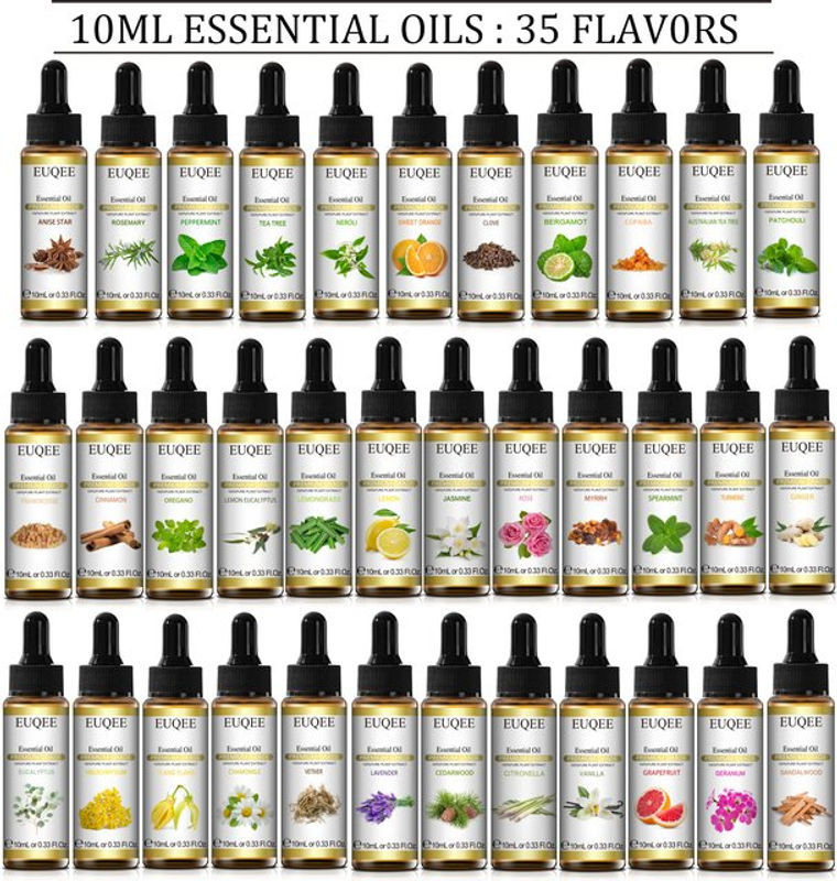 EUQEE Ätherische Öle Set mit Tropfer, Natürliche Pflanzenöle für Diffusor: Lavendel, Minze, Jasmin, Eukalyptus und Neroli, 10 ml pro Flasche - Bild 1