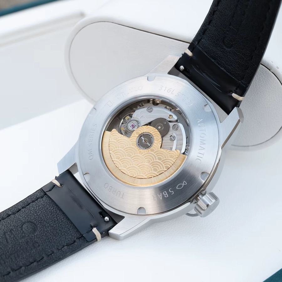 OBLVLO Automatik-Armbanduhr, Herren, grünes Zifferblatt, Lederarmband - Bild 3