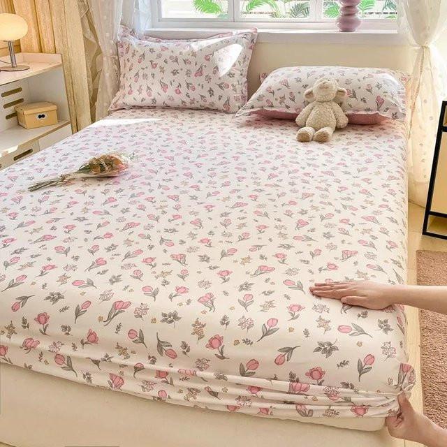 Bettlaken aus 100 % Baumwolle mit Dinosaurier-Aufdruck für Kinder, elastisches Spannbettlaken in Mehrfarbig, B/T: 90 x 200 cm - Bild 1