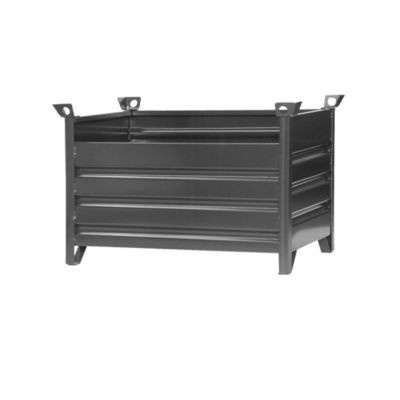 Eichinger-Industrie Vollwand-Stapelpalette aus Stahl mit 4 Seitenwänden und Kranösen, anthrazitgrau, B: 120 cm, T: 80 cm, H: 75 cm - Bild 2