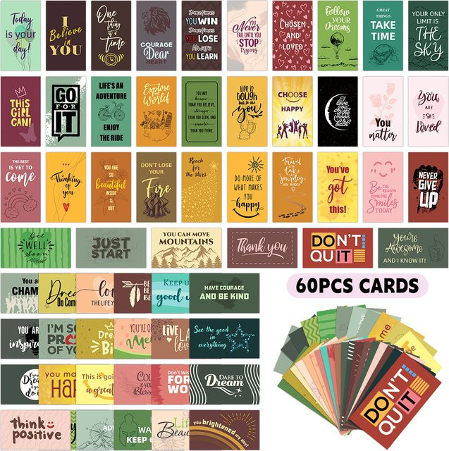 60 Stück Affirmationskarten in Multicolour für tägliche Motivation und Inspiration - Bild 1