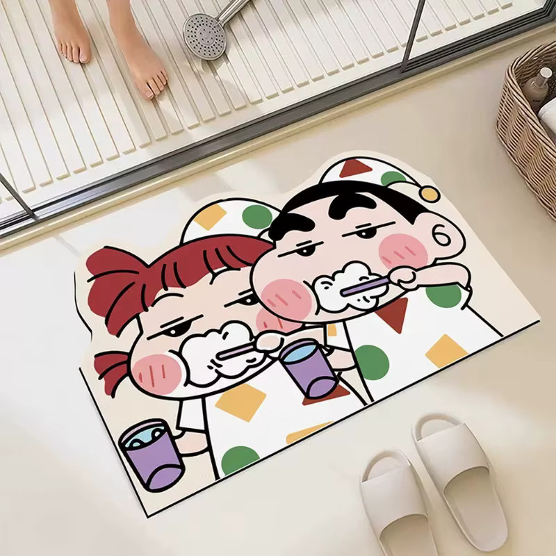 Crayon Shin-chan Pochi Badezimmer Matte, halbkreisförmige Fußmatte in Mehrfarbig, saugfähig und rutschfest - Bild 2