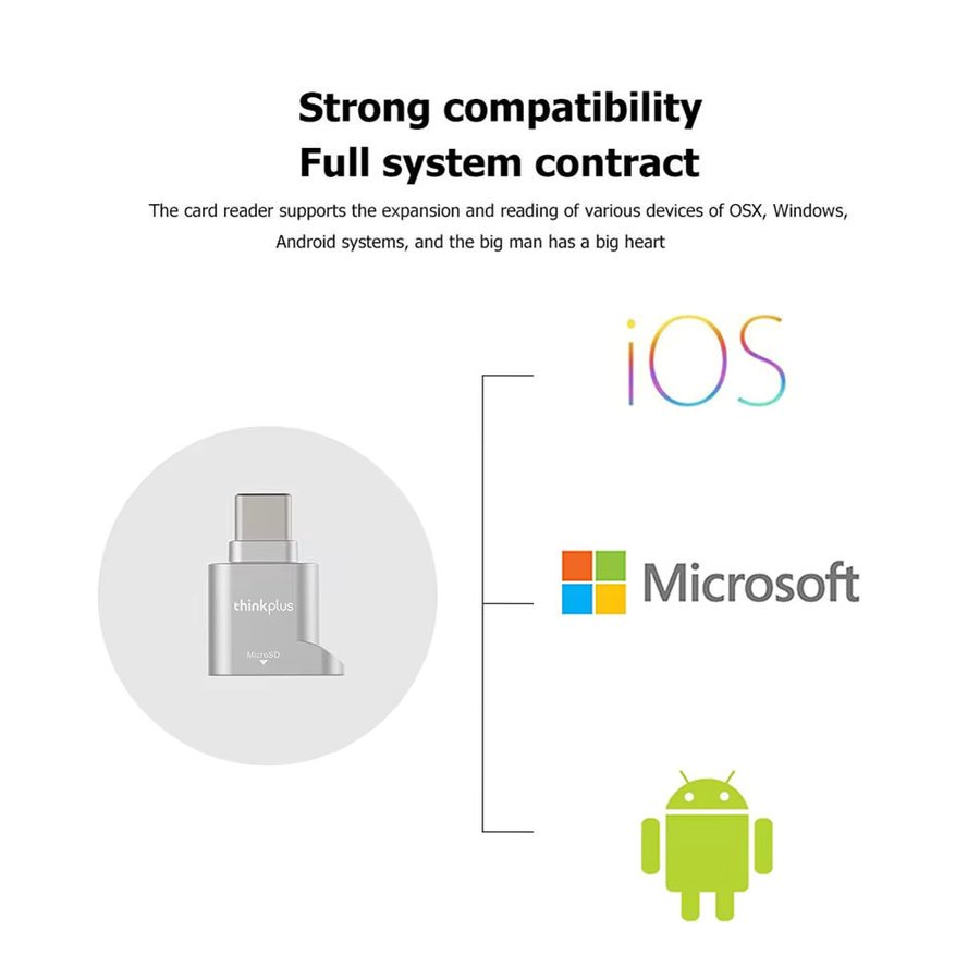 Lenovo Thinkplus USB-C Micro SD Kartenleser Mini Metall Adapter in Silber - Bild 5