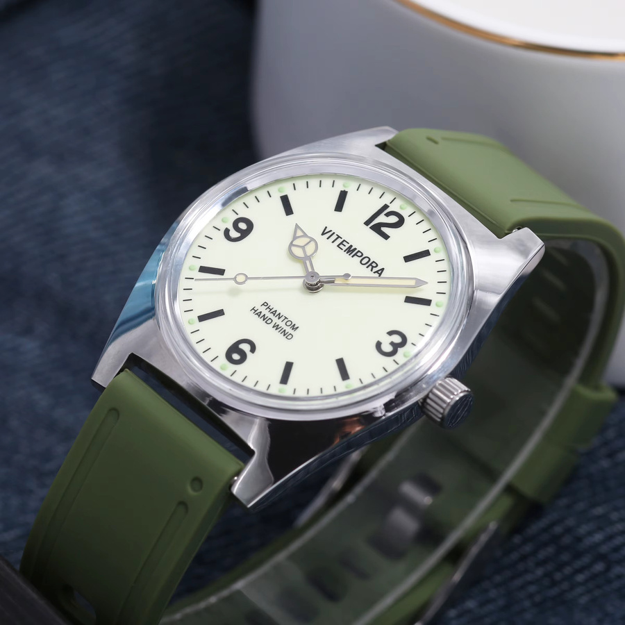 HEIMDALLR Armbanduhr, Handaufzug, Edelstahl, 36 mm, Kautschuk, Herren - Bild 2