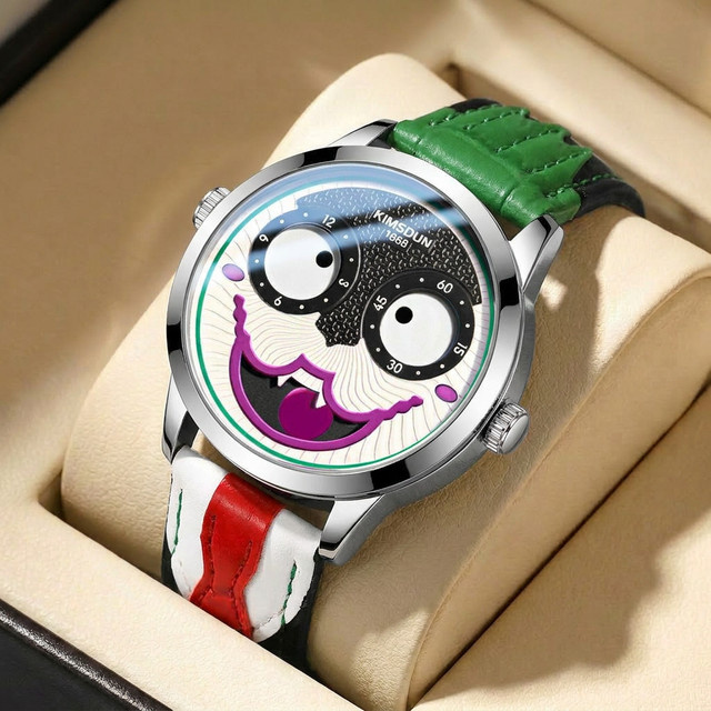 KIMSDUN Armbanduhr Quarz, Lederarmband, mehrfarbiges Zifferblatt, Herren - Bild 1