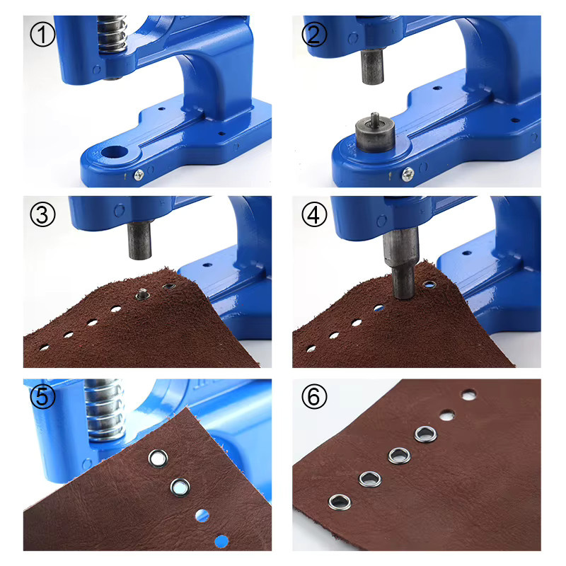 QJH Handpresse Heavy Duty Ösen Tülle Maschine mit austauschbaren Matrizen in Blau - Bild 4