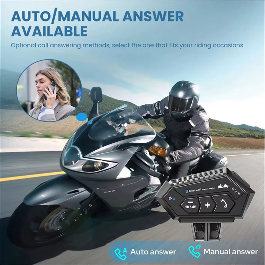 kebidumei BT-12B Motorrad-Gegensprechanlage mit Bluetooth-Headset, IP65 wasserdicht, Freisprecheinrichtung für 2 Fahrer, Schwarz - Bild 6