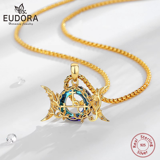 Eudora Halskette, 925 Silber, Kristall, Unisex - Bild 1