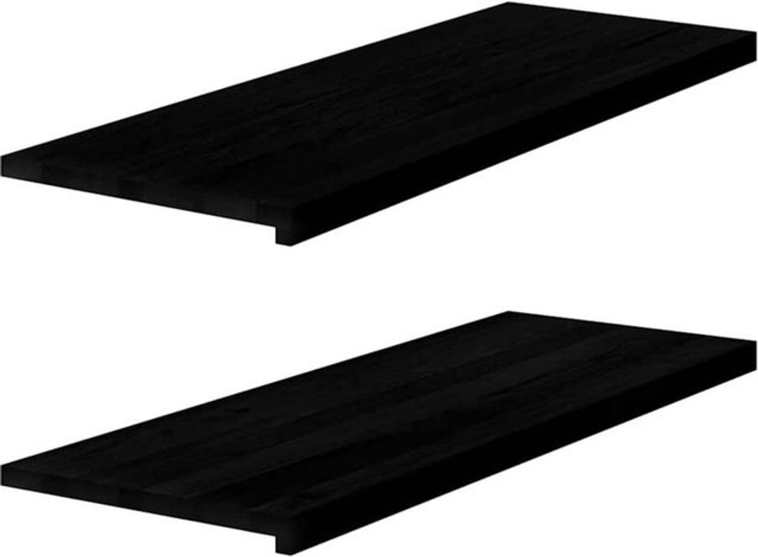 Vidaxl Fensterbänke 2er Set aus Massivholz Eiche in Dunkelbraun B: 110 cm, T: 40 cm, H: 2 cm - Bild 1