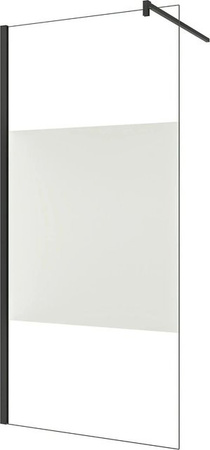 AICA Walk-in Duschwand aus ESG-Glas mit Milchglasstreifen und Schwarzrahmen, B: 90 cm, H: 200 cm