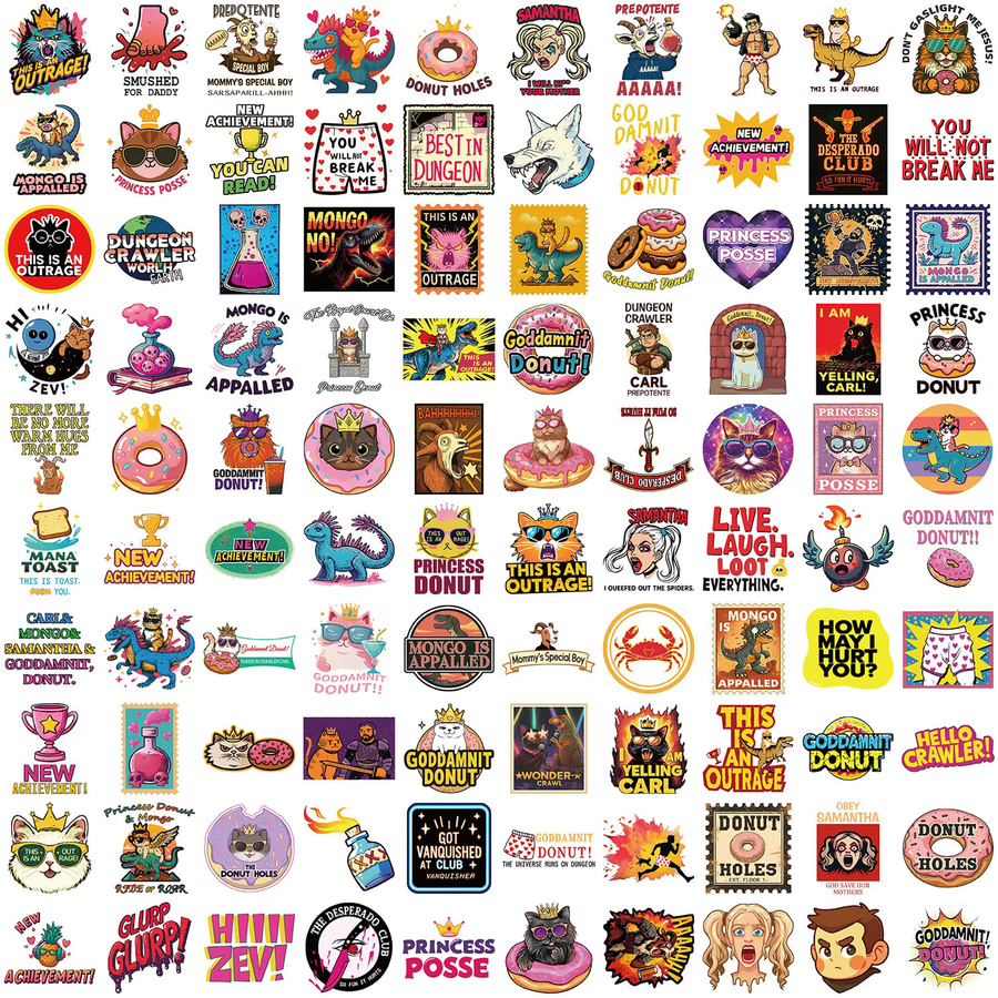 GOGOTU Dungeon Crawler Carl Princess Donut Aufkleber, 100-teiliges Set, Bunt / Mehrfarbig - Bild 2