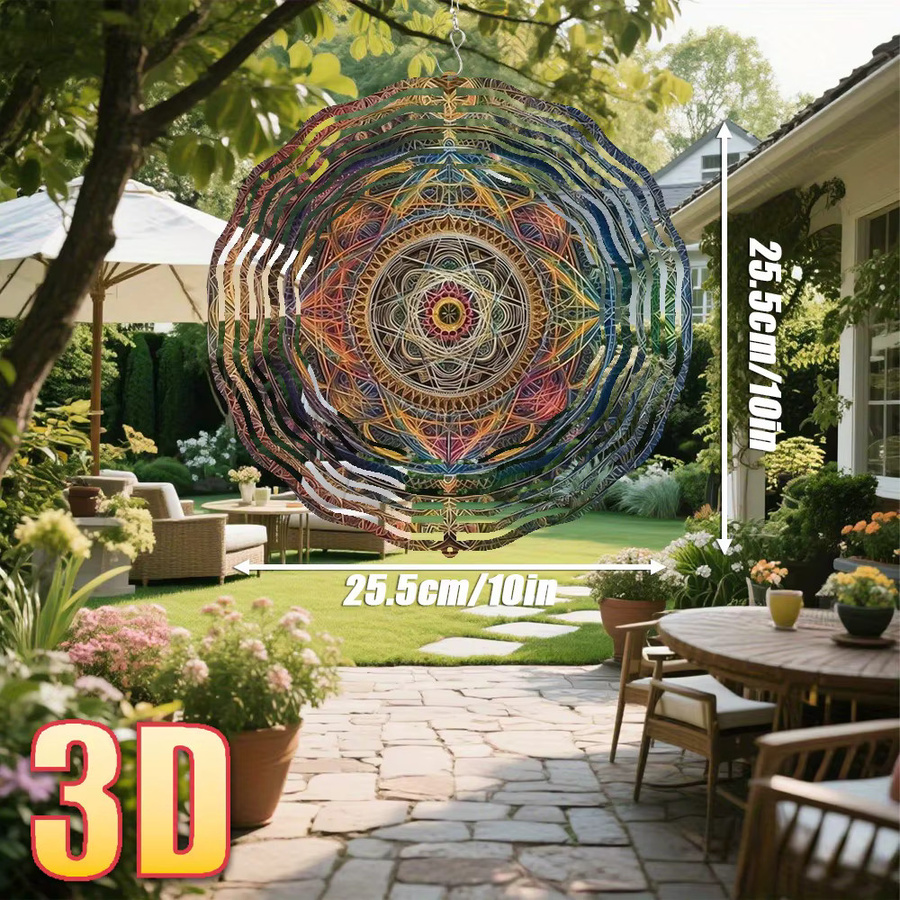 CIFBUY 3D Geometrischer Metallspinner Multicolour als hängende Gartendekoration mit drehbarem Haken, Durchmesser: 25,5 cm - Bild 4