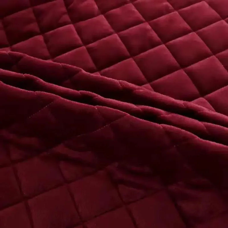 Luxuriöse gesteppte Tagesdecke aus verdicktem Samt in Rot für King-Size-Betten inklusive 2 Kissenbezügen - Bild 2