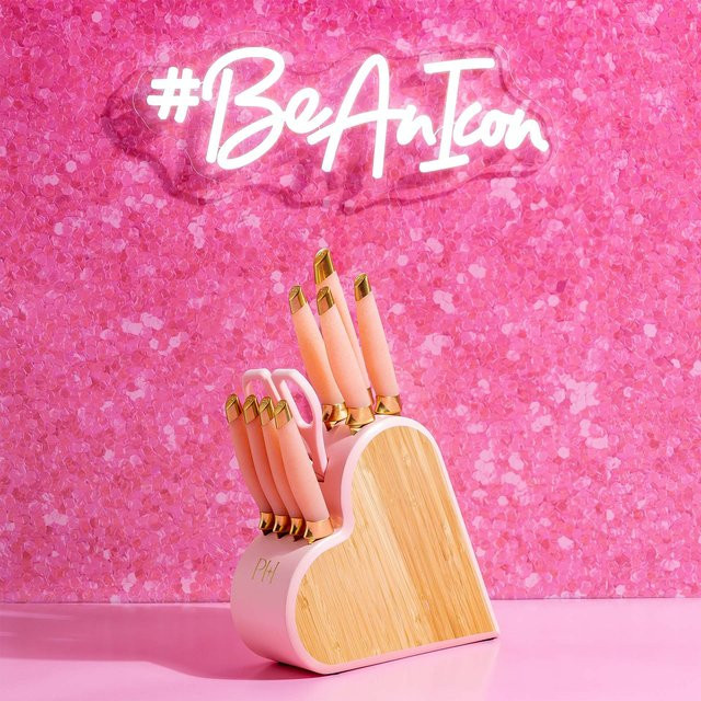 Paris Hilton Messerblock-Set, 10-teilig, Pink und Gold - Bild 1