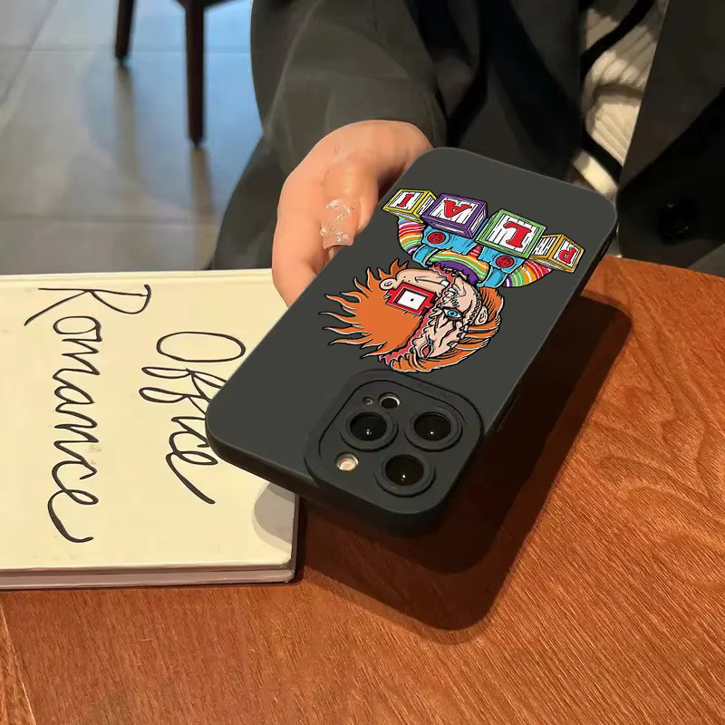 Matte Silikon-Handyhülle mit Cartoon-Muster aus TPU für iPhone 15 14 13 12 11 Pro Max XS X XR 7 8 Plus in Schwarz - Bild 4