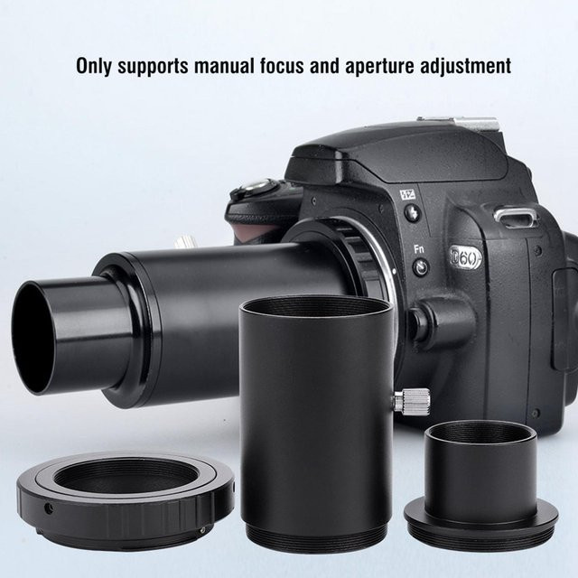 CosyHome T-Mount Adapter 1,25-Zoll Verlängerungshülse mit M42 Gewinde und T2 Ring für Canon Teleskop in Grau - Bild 1