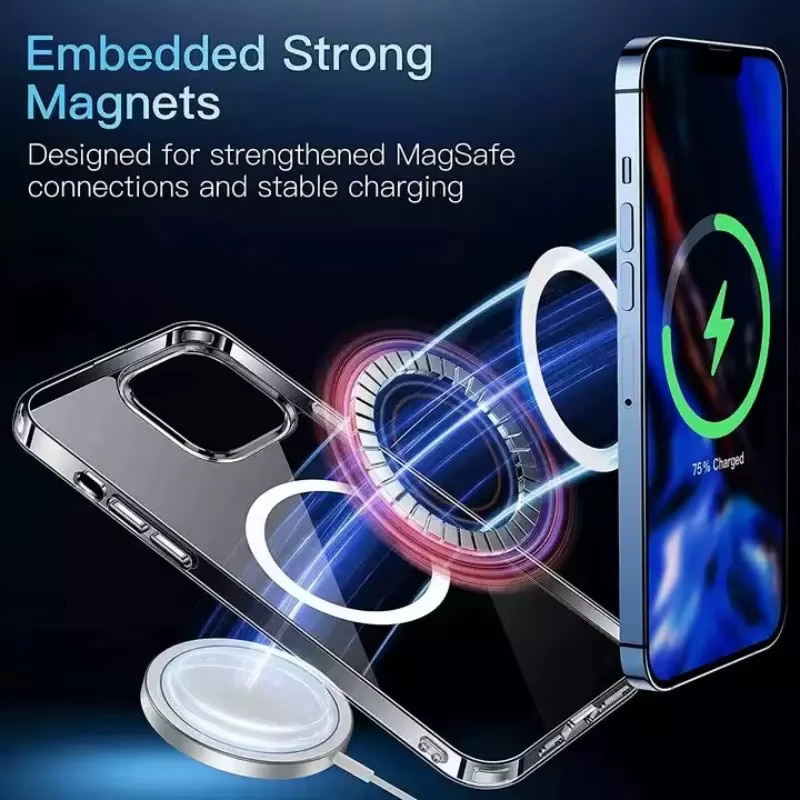 Transparente magnetische Acrylhülle für Apple iPhone 11 12 13 14 15 16 Pro Max Plus Mini mit MagSafe Unterstützung - Bild 3