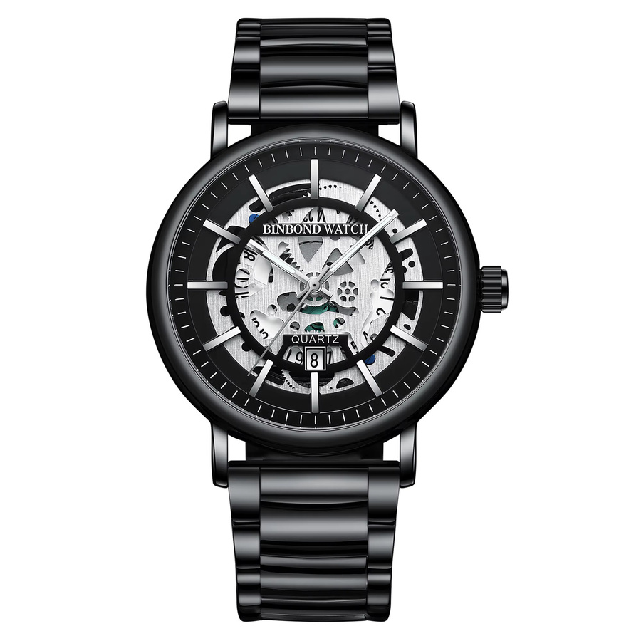 BINBOND Armbanduhr, Quarz, Edelstahl, Schwarz, Herren - Bild 7