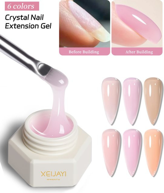 XEIJAYI Poly-Gel Nagelverlängerungsgel, 6 Farben, Pinkish White, 6g - Bild 1