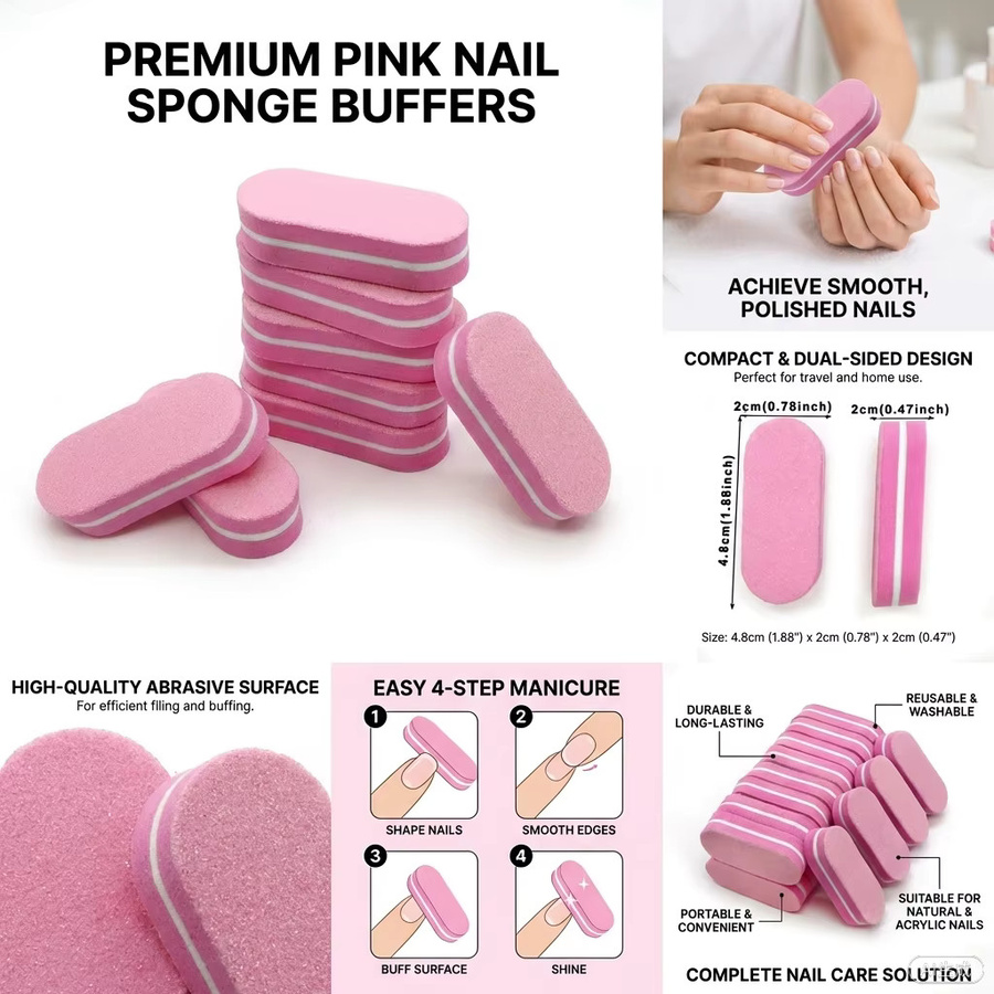 JEARLYU Nagelpufferblock, Rosa, 100/180 Körnung, Unisex - Bild 2