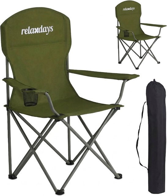 Relaxdays Campingstuhl 2er Set in Grün aus Eisen und Polyester mit Getränkehalter und Armlehnen, H: 97 cm, B: 81 cm, T: 54 cm - Bild 1